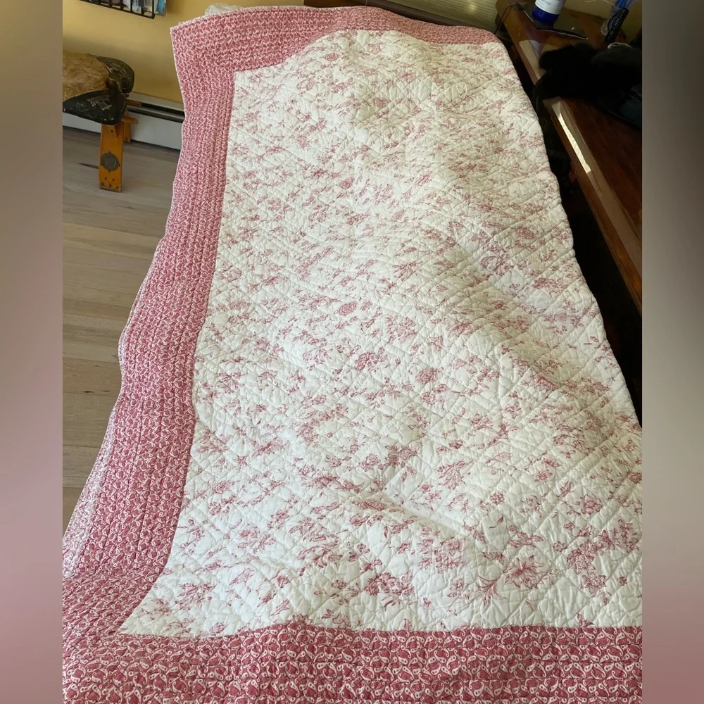 King Size Quilt French Country Living Catalog. Floral Red Quilt.